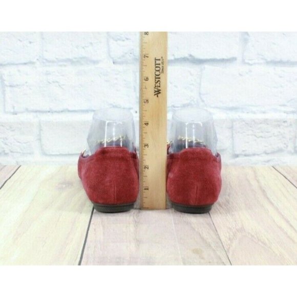 Vionic Red Suede Gold Chain Spark Pera Embellished Ballet Flats 6 Wide - Picture 8 of 9